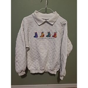 Vintage Crazy Shirts Snowboard Breckenridge Colorado Embroidered Sweater Mens XS